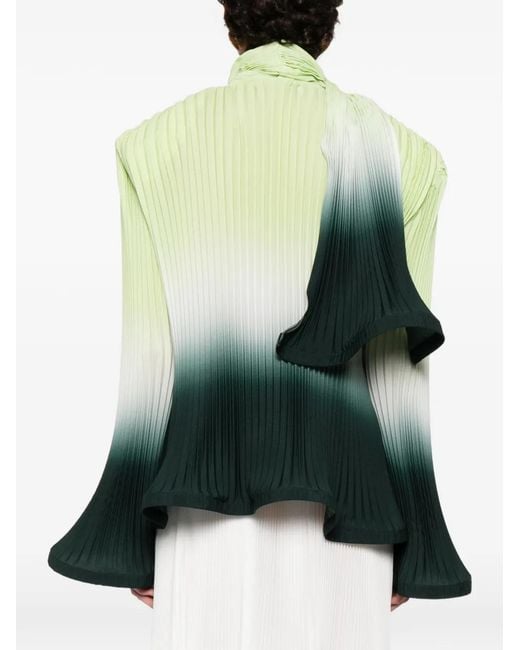 ROWEN ROSE Green Pleated Degradé Scarf Blouse