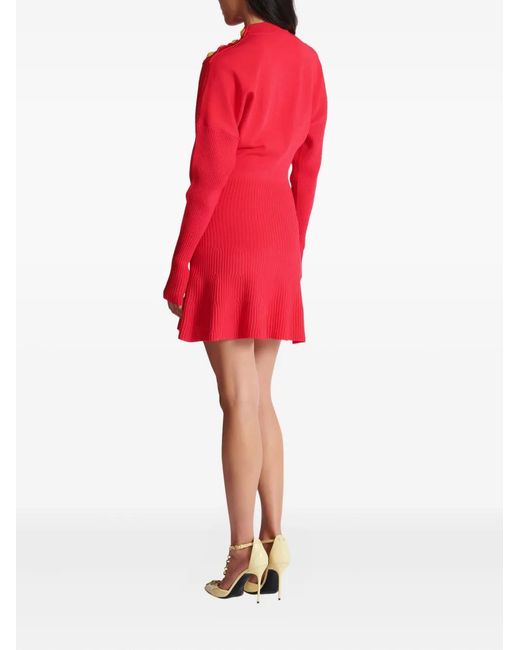 Balmain Red Verziertes Kleid