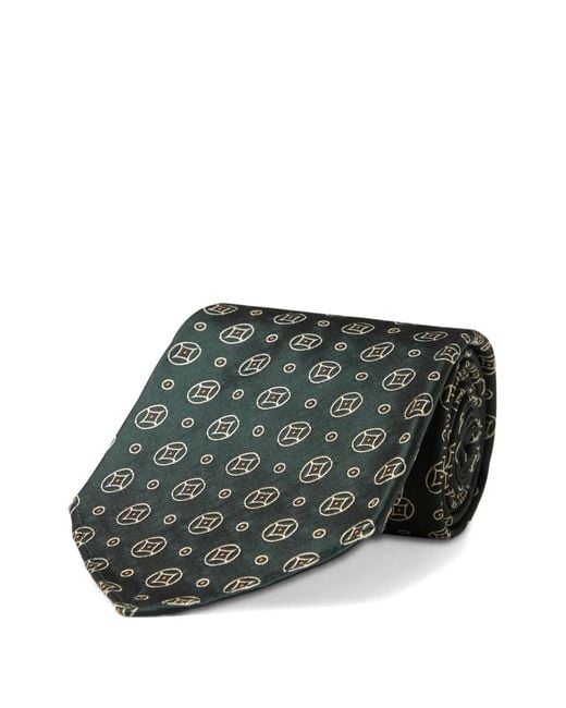 RRL Green Geometric-Print Silk Tie for men