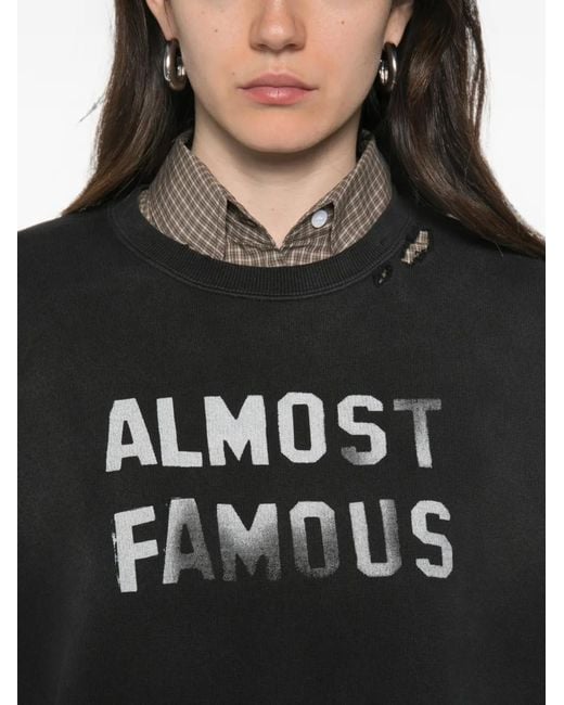 R13 Black Distressed Slogan-Print Sweatshirt