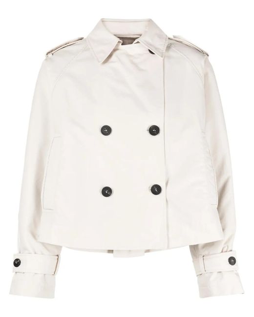 Peserico Natural Double-Breasted Trench Jacket