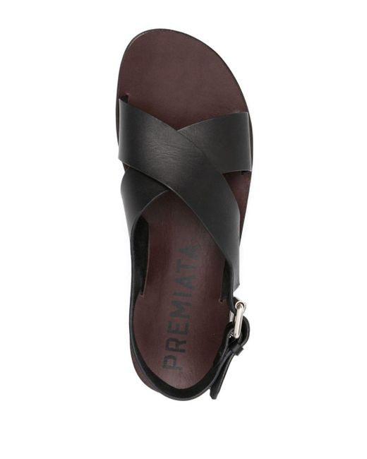 Premiata Black Crossover-strap Leather Sandals for men