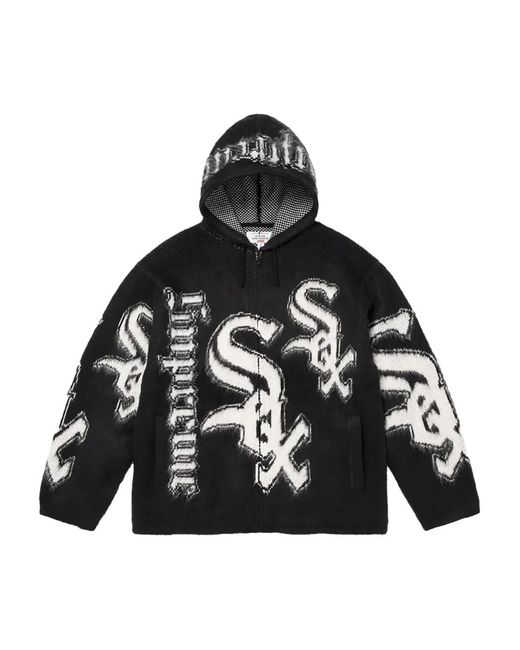 Supreme Black X Chicago Sox Zip-Up Hoodie for men