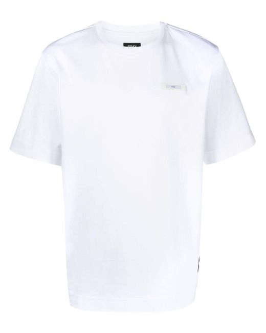 T-shirt Label à patch logo Fendi pour homme en coloris White