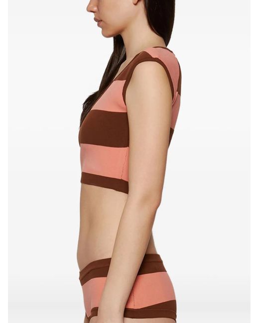 Tropic of C Pink Striped Cap-Sleeve Top