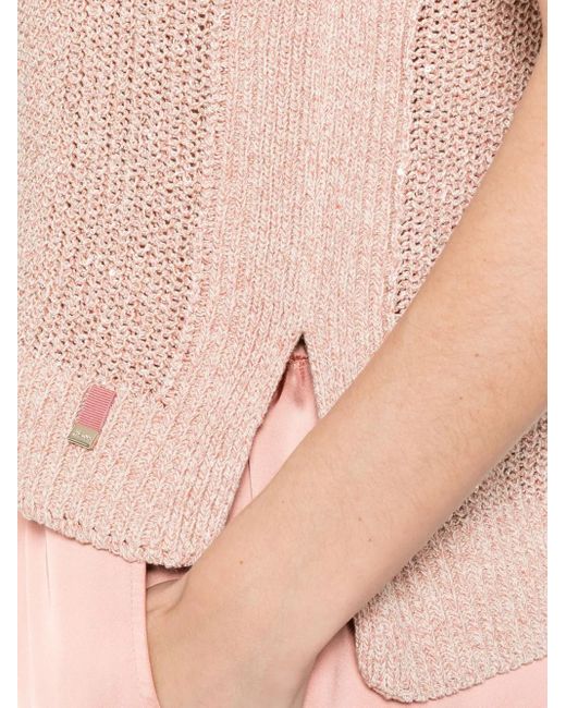 Herno Pink Textured Knit Sleeveless Top