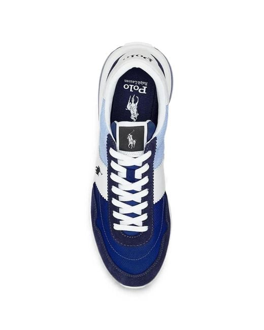 Polo Ralph Lauren Blue Train 89 Logo-Patch Panelled Sneakers for men