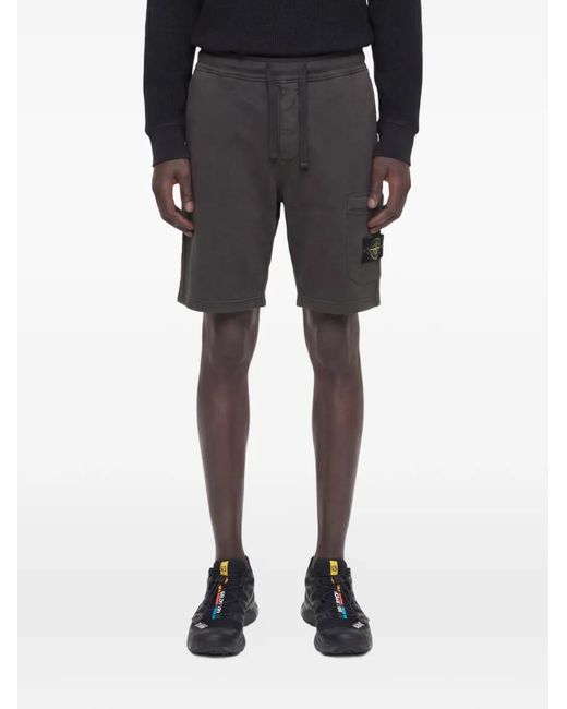 Stone Island Black Patch-Pocket Shorts for men