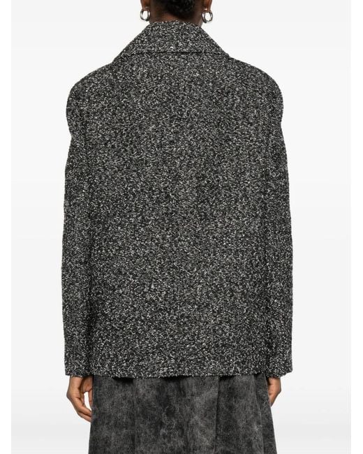 Sportmax Gray Double-Breasted Speckled Coat