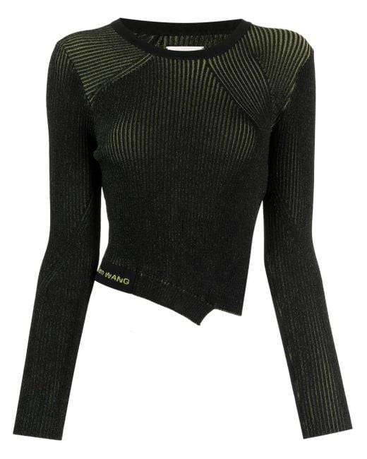 Feng Chen Wang Black Side-Slit Asymmetric Knitted Top