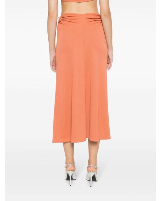 Christopher Esber Orange Crystal Orbit Midi Skirt