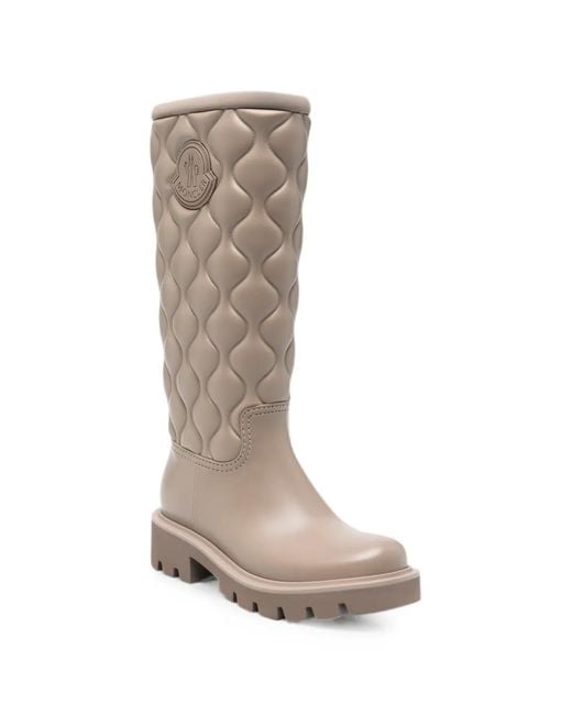 Moncler White Quilted Logo-Patch Boots