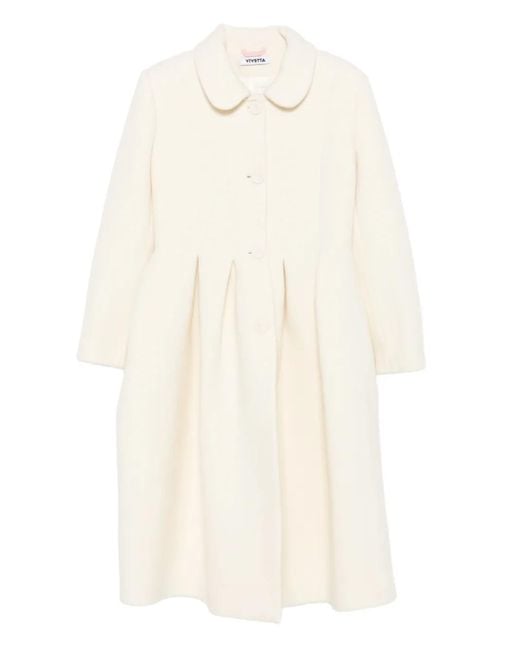Vivetta White Peter Pan Collar-Pleated Coat