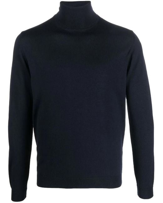 Roberto Collina Blue Wool Roll-Neck Jumper for men