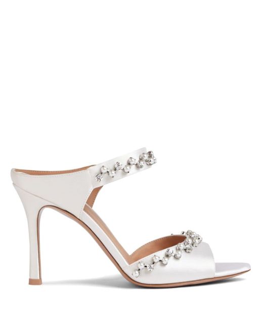 Malone Souliers White Tala 90mm Satin Sandals