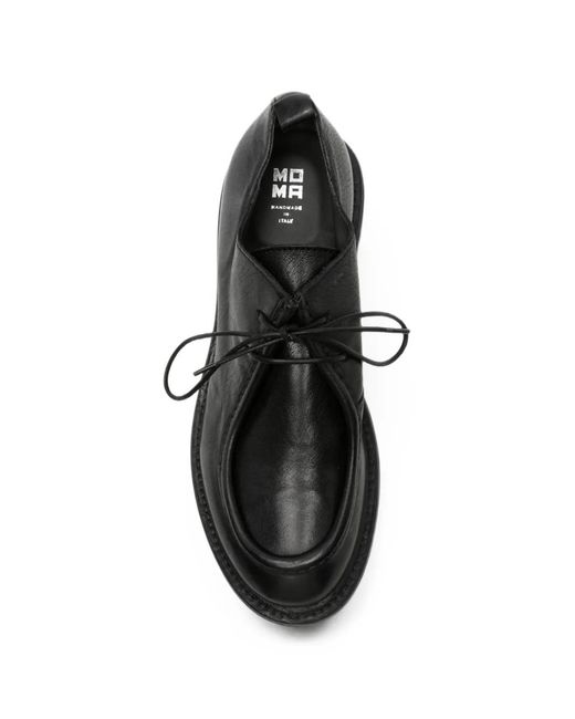 Moma Black Lace-Up Leather Loafers for men