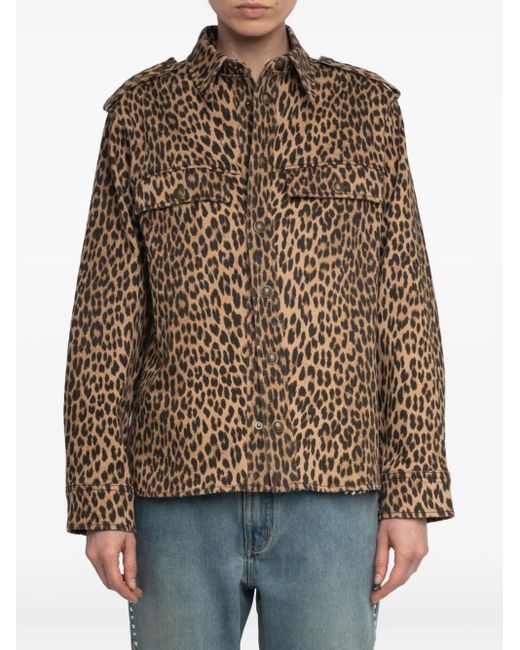 Zadig & Voltaire Brown Hemd mit Leoparden-Print