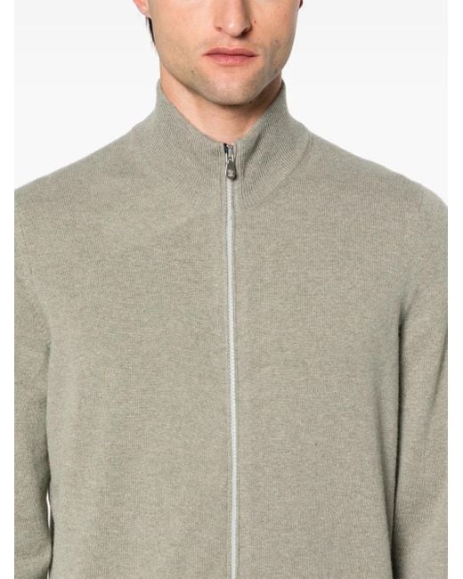 Brunello Cucinelli Gray Zip-Front Cardigan for men