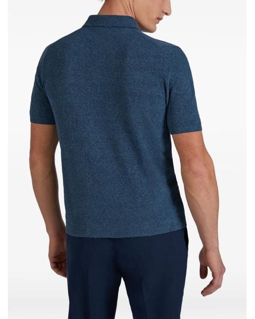 Zanone Blue Bouclé Polo Shirt for men