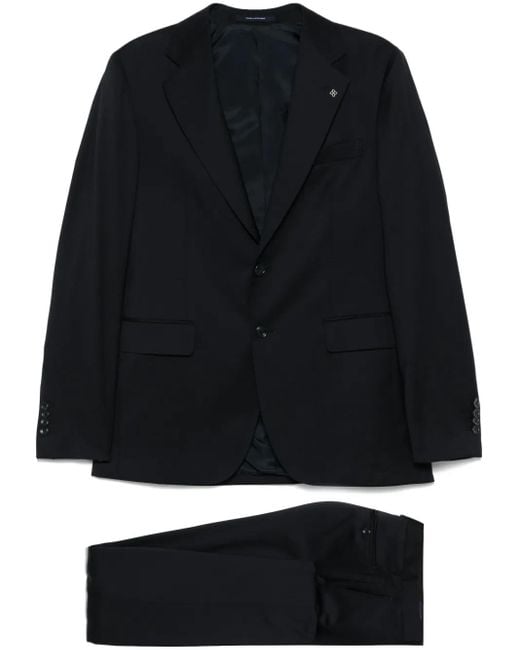 Tagliatore Black Tailored Prussian Wool Suit for men