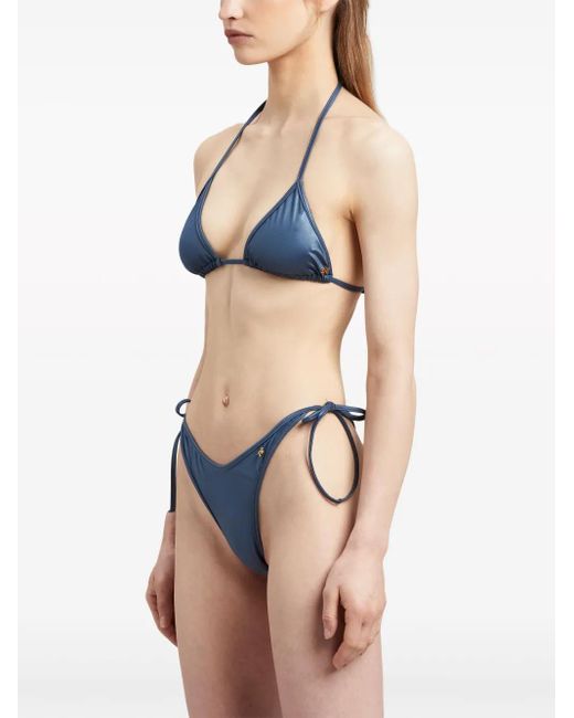 Palm Angels Blue Metallic Triangle Bikini Top
