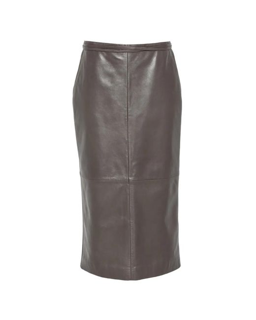Alberta Ferretti Gray Leather Panelled Skirt