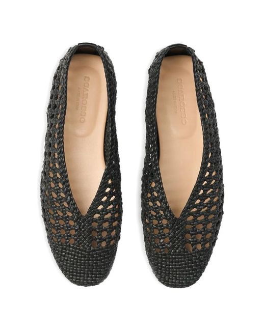 Scarosso Black Woven-Leather Ballet Flats