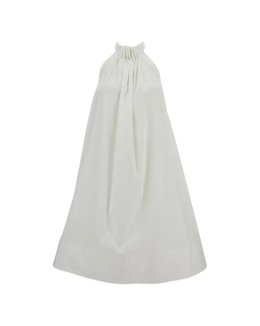 #MSM White Draped Halter-Neck Maxi Dress