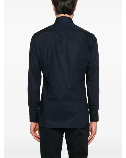 Barba Napoli Blue Spread-Collar Shirt for men