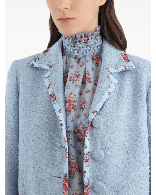 Dolce & Gabbana Blue Single-Breasted Rachel Basketweave Jacket