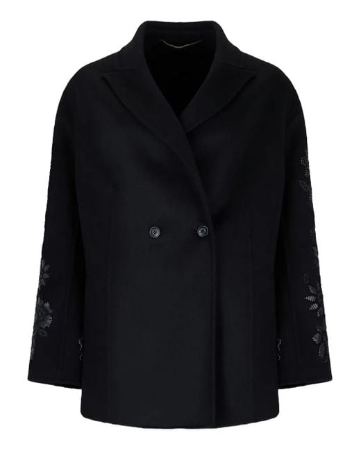 Ermanno Scervino Black Floral Appliqué Jacket