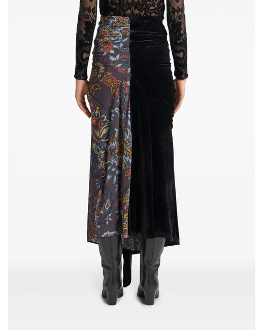 Etro Black Midi Skirt With Paisley Print