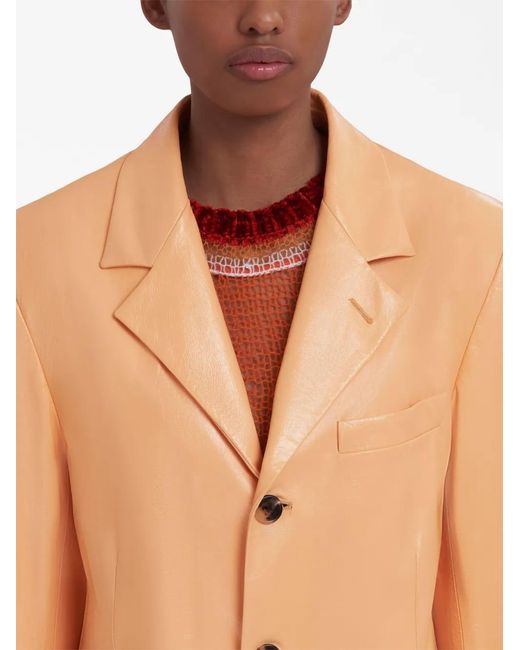 Marni Natural Long-Sleeve Leather Blazer