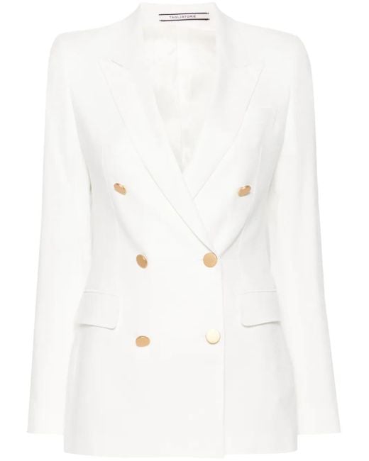 Blazer Croisé À Revers Pointus Tagliatore en coloris White
