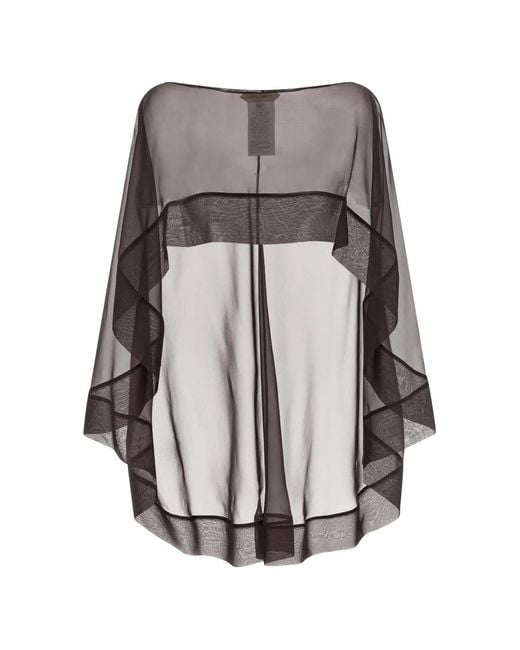 Alberta Ferretti Gray Semi-Transparent Hood Scarf