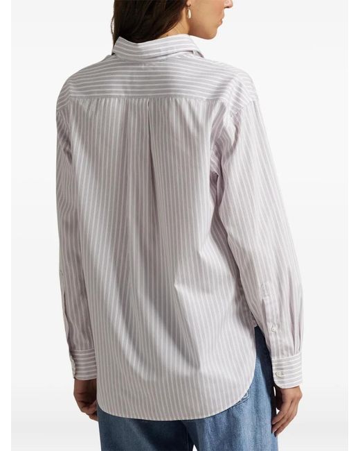 Polo Ralph Lauren White Relaxed Fit Striped Cotton Shirt