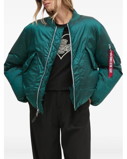Alpha Industries Green Ma-1 Zip Padded Jacket