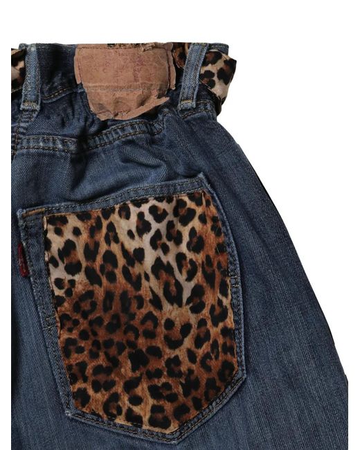 Mc2 Saint Barth Blue Leopard-Print Denim Shorts
