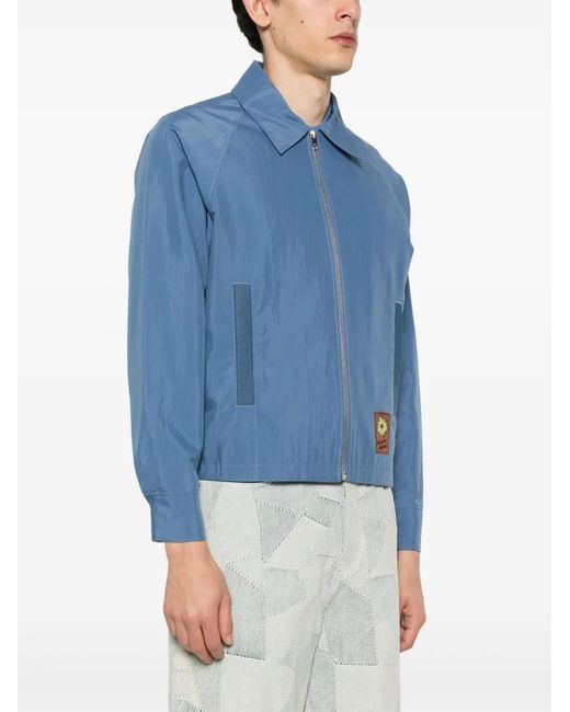 Maison Kitsuné Blue Floating Flower-Patch Bomber Jacket for men