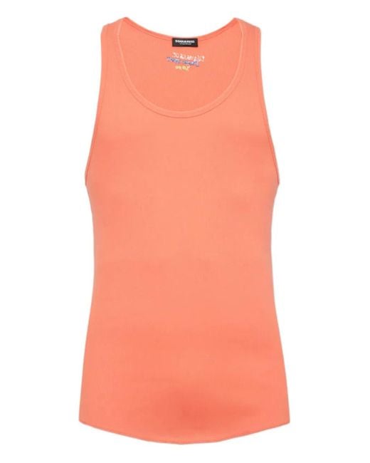 DSquared² Pink Ribbed Tank Top for men