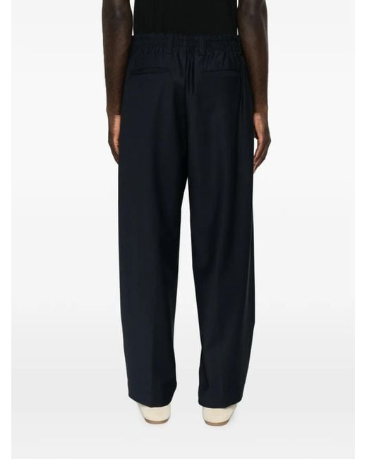 Myths Blue Pleated-Front Wide-Leg Trousers for men