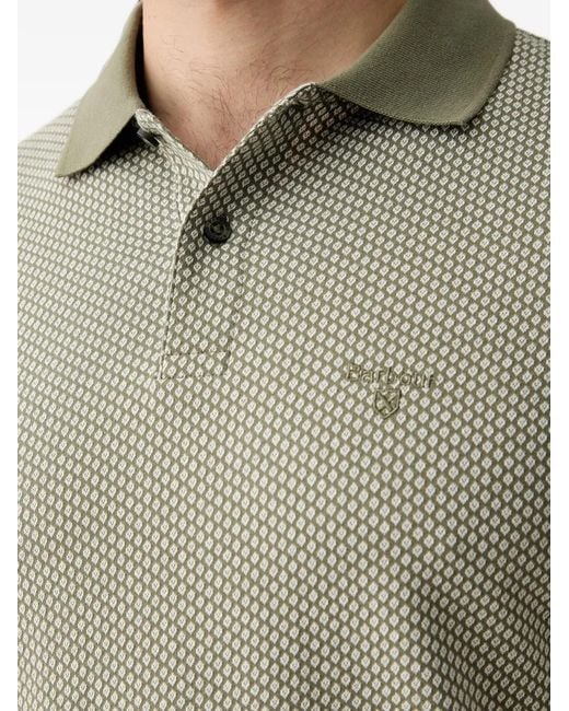 Barbour Gray Copgrove Geometric-Print Short-Sledeve Polo Shirt for men