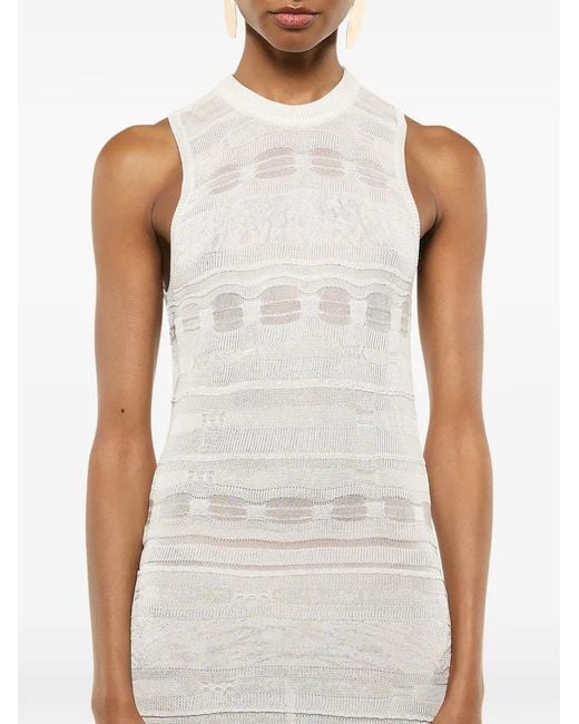 Laneus White Open-Back Knitted Dress