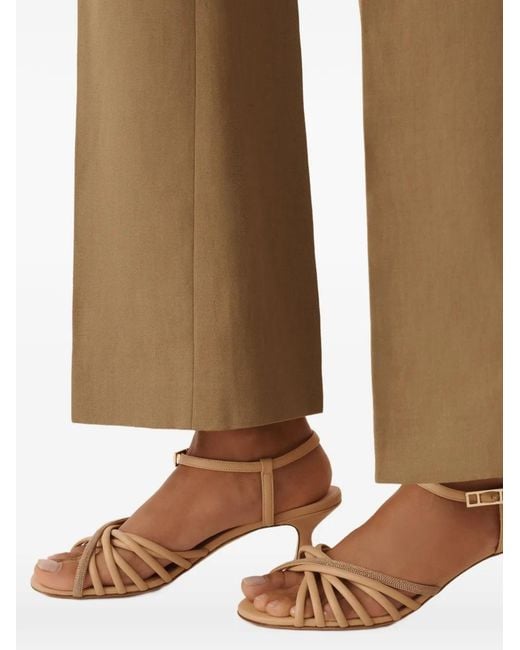 Fabiana Filippi Metallic Embellished Strap Pumps
