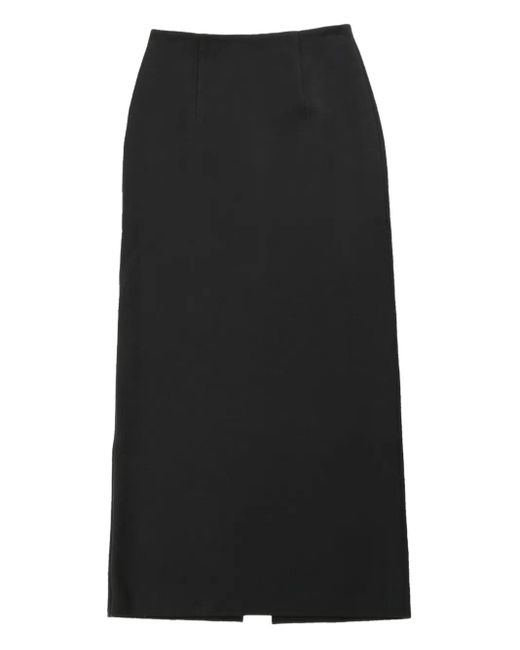 Auralee Black High-Waisted Midi Skirt