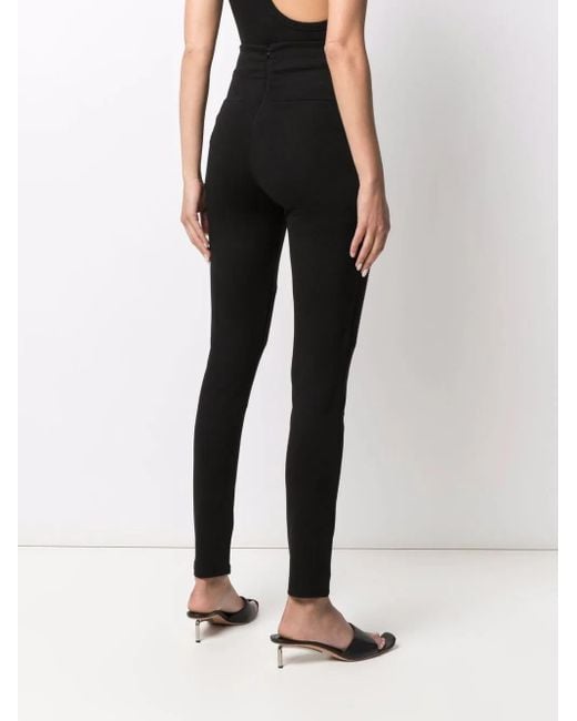 Philipp Plein Black Ribbed-Panel Biker Leggings