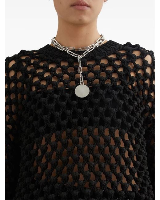 Jil Sander Black Pullover Mit Lochstrickmuster
