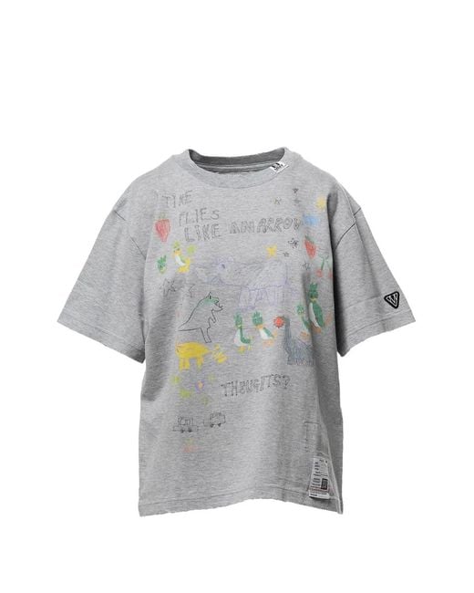 Maison Mihara Yasuhiro Gray Illustration-Print T-Shirt