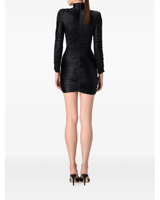 Murmur Black Turtleneck Ruched Dress