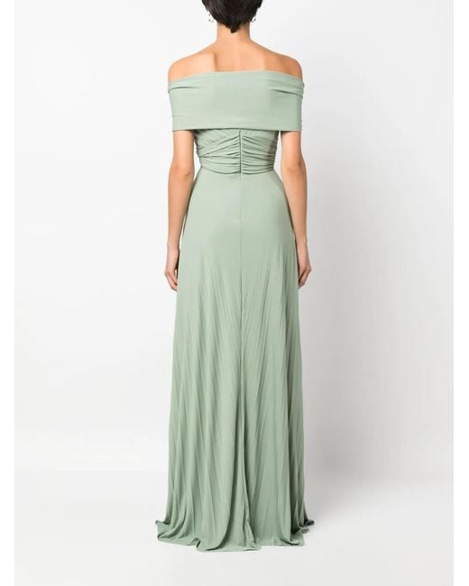 Ralph Lauren Green Merridan Pleated Evening Gown